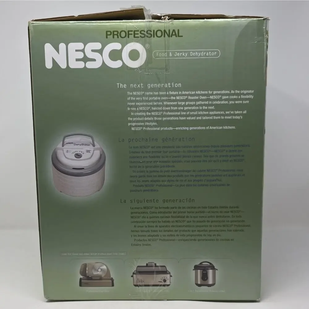 NESCO Professional Food & Jerky Dehydrator 700W Top Fan 5-Tray Gray/White